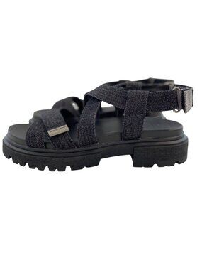 G-Star Raw Womens Black Denim Strappy Sandals With Chunky Soles & Adjustable Vel